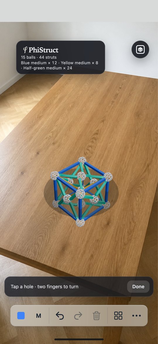 A finished build placed on a real table in AR
